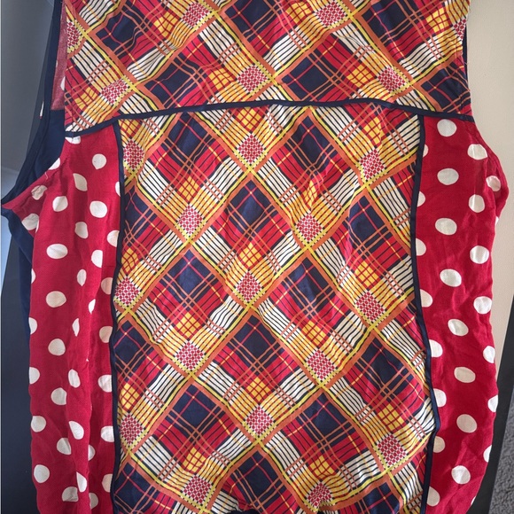 Anthropologie Red and Yellow Plaid Top with polka dots! - Picture 2 of 9